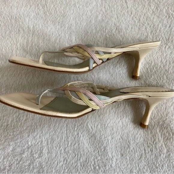 NEW Via Spiga Pastel Colors Kitten Heels Leather Sandals | 7 - Picture 5 of 11